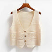 Knitted Button-Up Crop Vest – Stylish Casual Wear for Women | Multi-Color Options