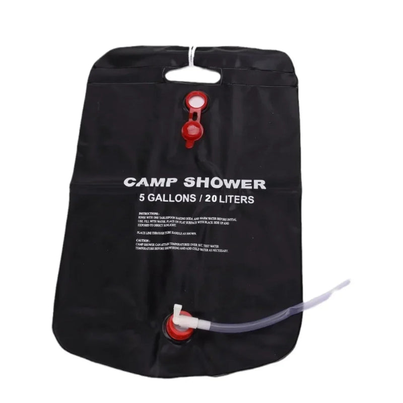 20L Solar Camping Shower Bag with Hose, Red Shower Head and Hanging Handle