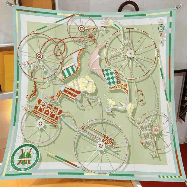 90*90CM Shawl Summer Sunscreen Square Headcloth Female Silk Scarf Fashion High-Grade Kerchief New Print Bandana Popular Muffler