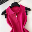 Colorful Zip-Up Collar Knit Tops by Sing Reiny