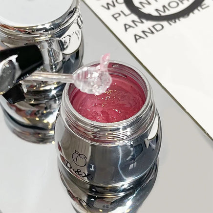 D&Xi Peach Little Silver Jar Lip Balm – Moisturizing Lip Care Jelly with Hydrating Lip Gloss Finish