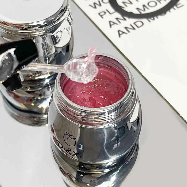 D&Xi Peach Little Silver Jar Lip Balm – Moisturizing Lip Care Jelly with Hydrating Lip Gloss Finish