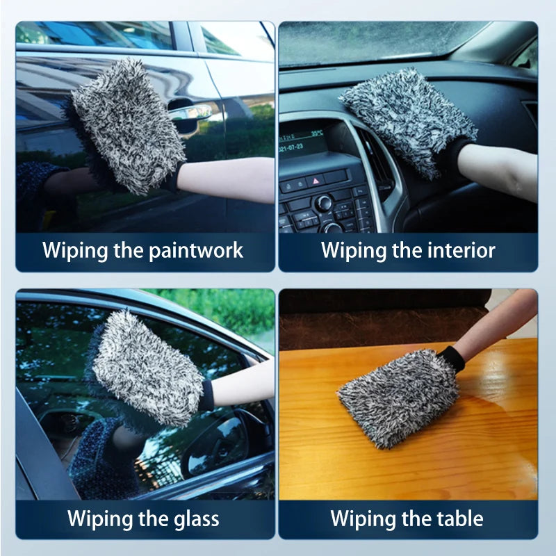 SEAMETAL Microfiber Wheel Cleaning Brush Non-Slip Soft Car Wash Mitt