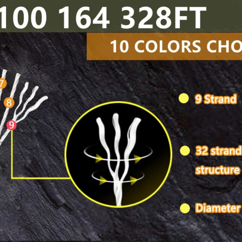 30/50/100M 4mm Paracord 9 Core 650 Military Standard Parachute Rope for Camping, Survival, DIY Bracelets & Outdoor Use
