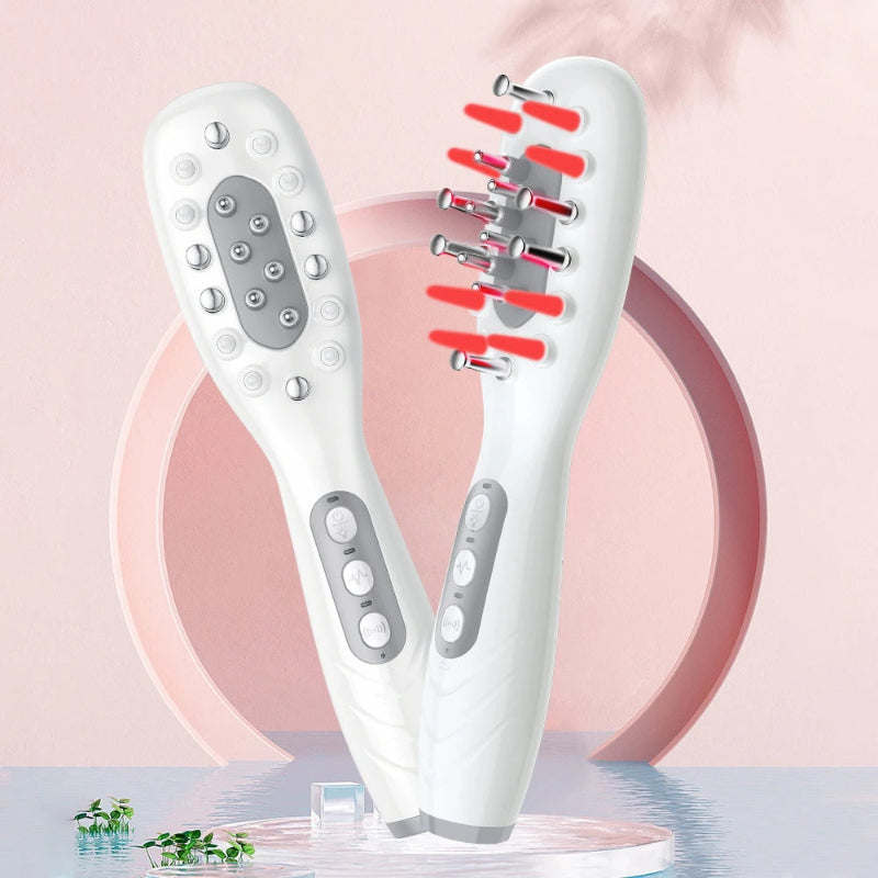 Electric Hair Growth Comb Oil Applicator with Red & Blue LED, Vibration Scalp Massage Brush
