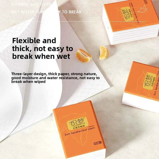 Portable Handkerchief Paper, 6 Pieces/pack, 3-layer Thick, Facial Tissue Paper, Napkins, Sanitary Paper Towels