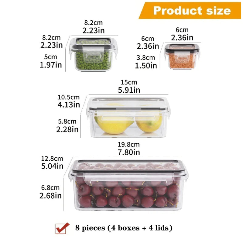 8-Piece BPA-Free Airtight Food Storage Containers with Locking Lids