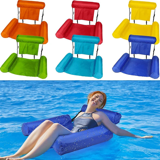 Inflatable Pool Lounger – Floating Chair with Backrest & Armrests | Multi-Color Summer Float