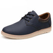 Men's Casual Lace-Up Shoes – Stylish Leather Sneakers with Rubber Soles