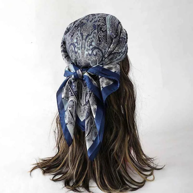 Fashion Paisley Print Luxury Brand Silk 70cm Square Scarf Women Satin Shawls Neckerchief Wrap Scarves Bandana Hair Hjiab Floral