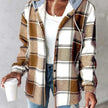Women's Plaid Hooded Jacket – Long Sleeve Button-Up Casual Coat