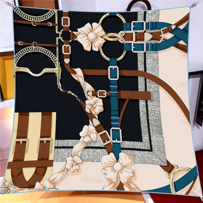Women’s Artistic Print Square Scarf for Hair Neck and Handbag Styling