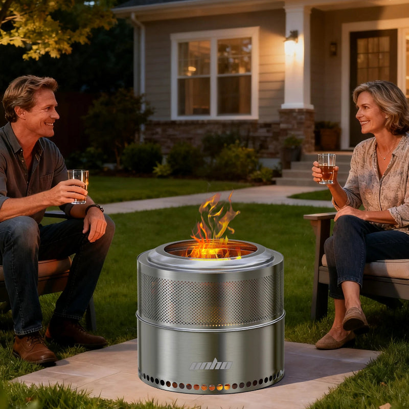 Wood Burning Smokeless Fire Pit Large Stainless Steel Outdoor Firepit with Carry Bag for Camping & Preppers Gear