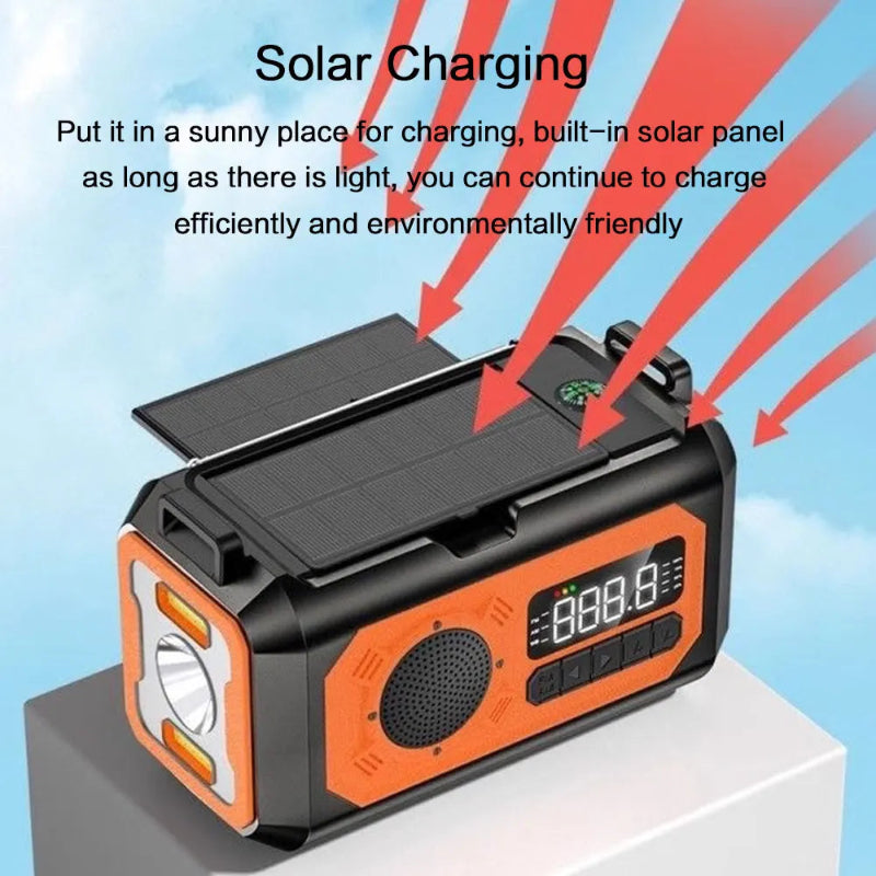 STONEGO 12000mAh Solar Hand Crank Emergency Radio – Dual Solar Panels, AM/FM NOAA & Reading Light