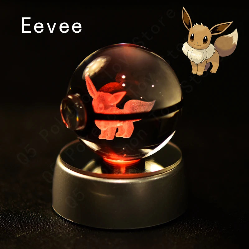 Potdemiel 3D Pokémon Crystal Ball 5cm with LED Lamp Base
