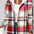 Women's Plaid Hooded Jacket – Long Sleeve Button-Up Casual Coat