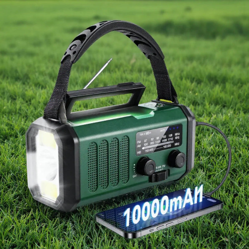 STONEGO Solar Hand Crank Emergency Radio – AM/FM NOAA, USB-C Charging, LED Flashlight, SOS Alarm & Compass