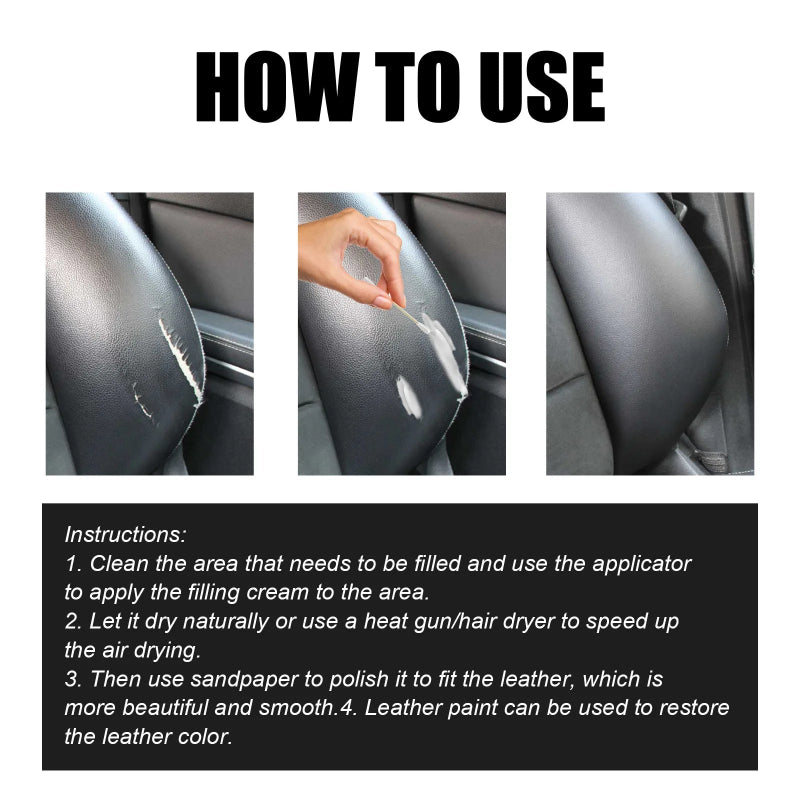 Paintable Leather Repair Filler Paste – Multi-Purpose Scratch Repair Cream for Car Interiors & Home Leather Care