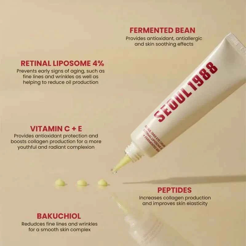 Seoul 1988 Retinol Eye Cream 4% Anti Aging Eye Treatment for Dark Circles Wrinkles Puffiness