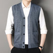 Men’s Knitted V-Neck Button-Up Sweater Vest Cardigan with Pockets