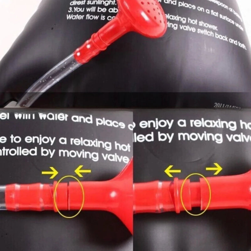 20L Portable Solar Camping Shower Bag with Hose, Shower Head and Hanging Strap