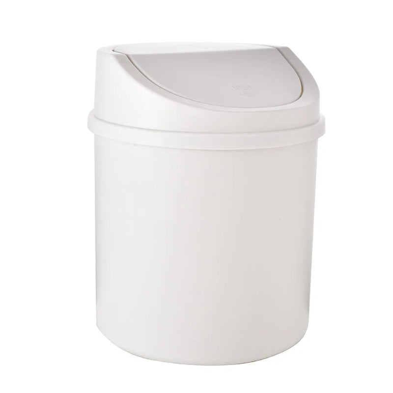 Mini Desktop Trash Can with Lid – Cylindrical Tabletop Waste Bin for Office & Coffee Bar