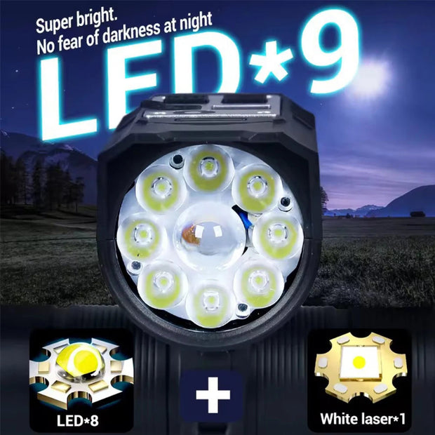High Lumens Type-C Bike Light with 9 Lamp Beads for Enhanced Visibility