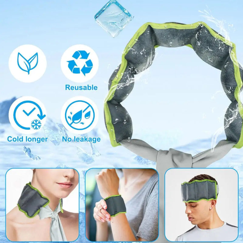 Reusable Cooling Ice Scarf Neck Wrap – Adjustable Cooling Wrap for Hiking, Running & Outdoor Activities