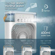 3-in-1 Portable Air Cooler Humidifier Fan with 600ml Water Tank, 3 Speeds & 7-Color Light