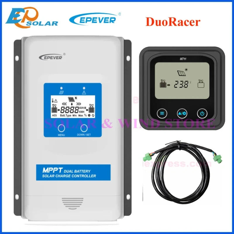 EPEVER DuoRacer MPPT Solar Charge Controller 20A 30A Dual Battery 12V/24V Solar Regulator