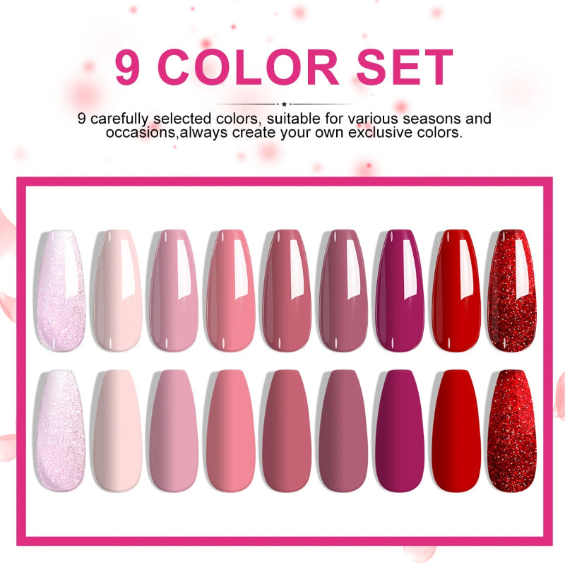 LIMEGIRL 12PCS/SET Gel Polish Nail Color Kit with Base, Top & Matte Coat