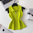 Colorful Zip-Up Collar Knit Tops by Sing Reiny