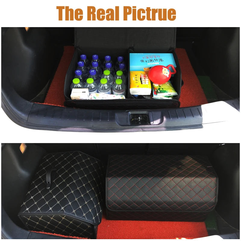 Car Trunk Organizer Box Large Capacity Folding Leather Storage Bag
