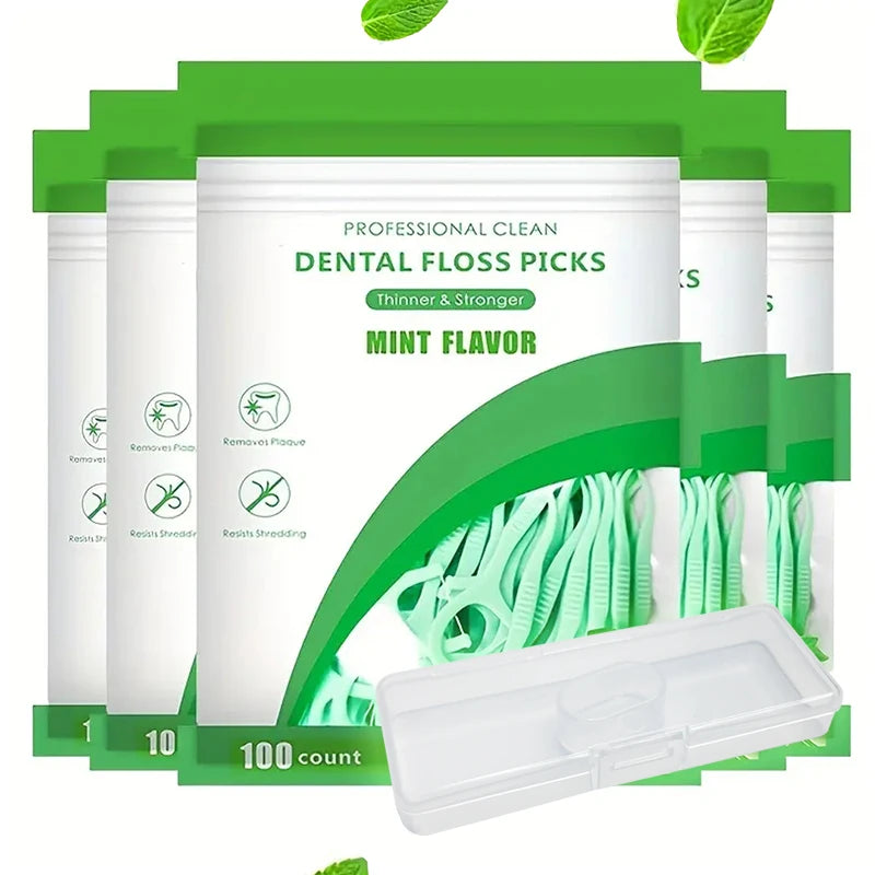 500pcs Mint Mouth Dental Floss – Disposable Interdental Cleaning Floss Sticks