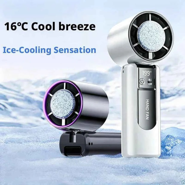 199-Speed Portable Turbo Handheld Fan with Semiconductor Ice Cooling, Digital Display & Type-C Charging