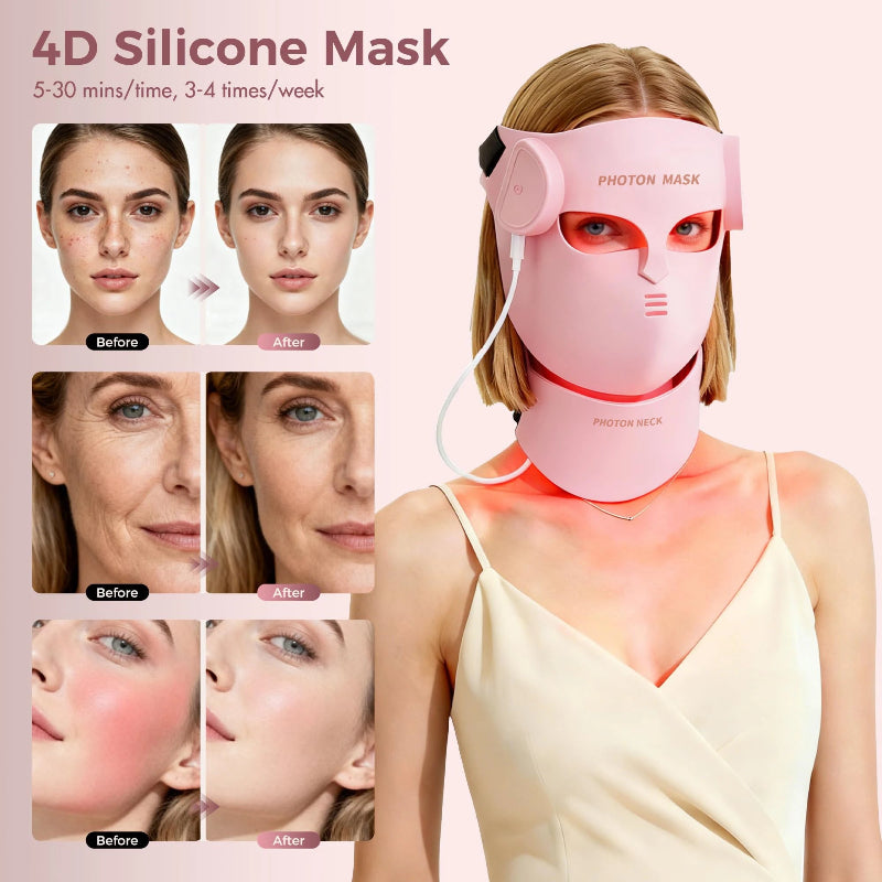Portable Silicone LED Face Mask – 8 Color LED Red Light & Near Infrared Therapy Facial Mask for Home Skincare