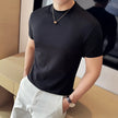 HANKANON Men’s Slim-Fit Short-Sleeve High-Neck 85% Cotton Stretch T-Shirt