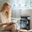 3-in-1 Portable Air Cooler Humidifier Fan with 600ml Water Tank, 3 Speeds & 7-Color Light