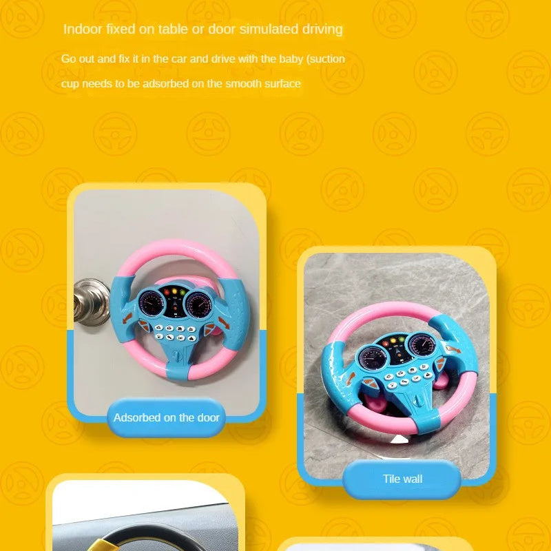 Infant Simulation Steering Wheel Toy with Light Sound Effects Kids Early Education Driving Toy for Stroller Car Play
