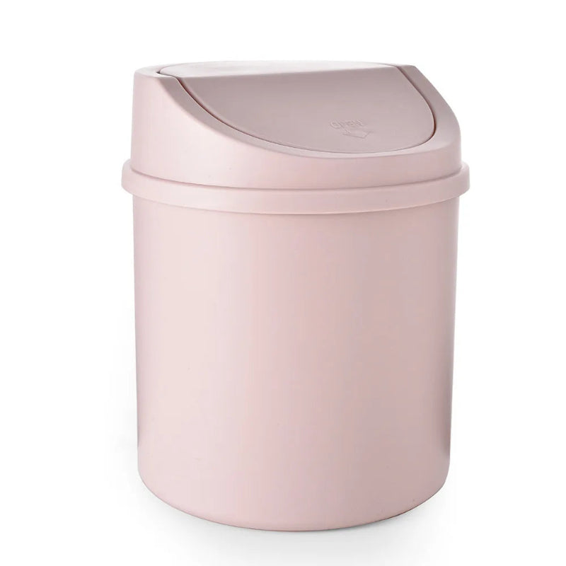 Mini Desktop Trash Can with Lid – Cylindrical Tabletop Waste Bin for Office & Coffee Bar