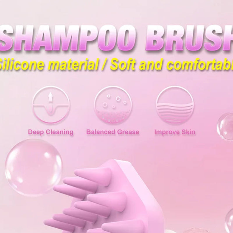 Shampoo Brush Silicone Scalp Massager – Soft Hair Washing Brush for Deep Cleaning