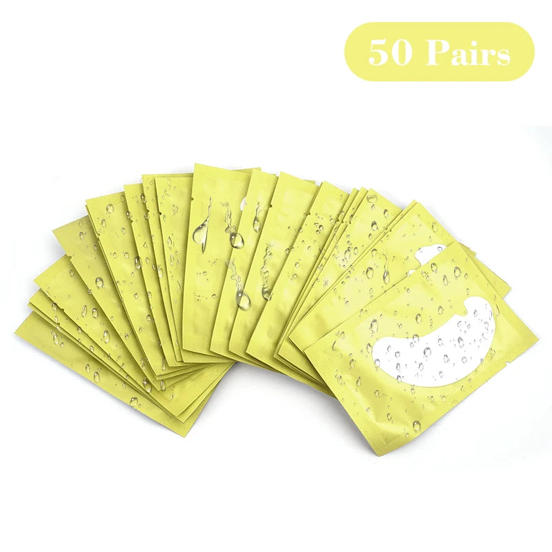 50 Pairs Hydrogel Eye Pads for Eyelash Extensions U-Shaped Gel Patches Lash Extension Supplies