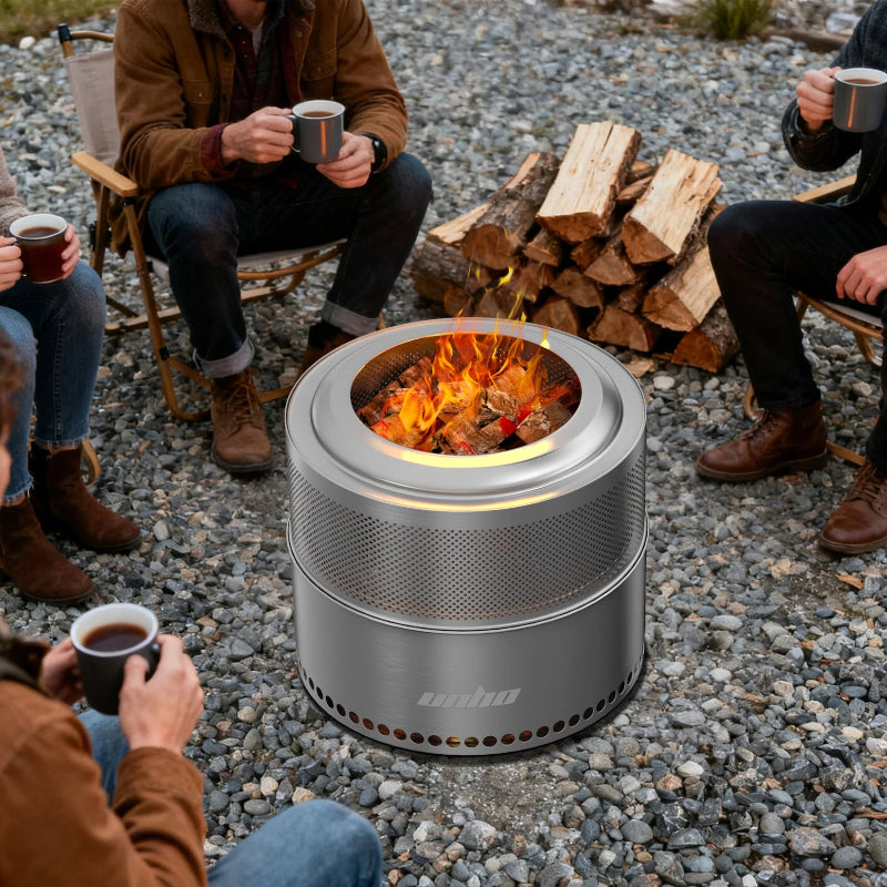 Wood Burning Smokeless Fire Pit Large Stainless Steel Outdoor Firepit with Carry Bag for Camping & Preppers Gear