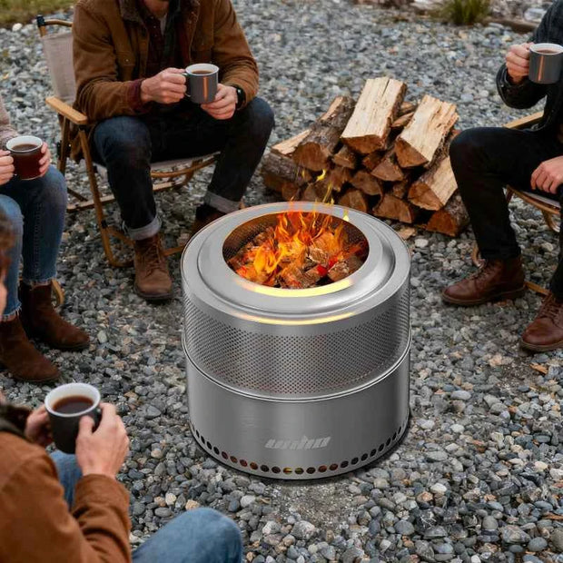 Wood Burning Smokeless Fire Pit Large Stainless Steel Outdoor Firepit with Carry Bag for Camping & Preppers Gear