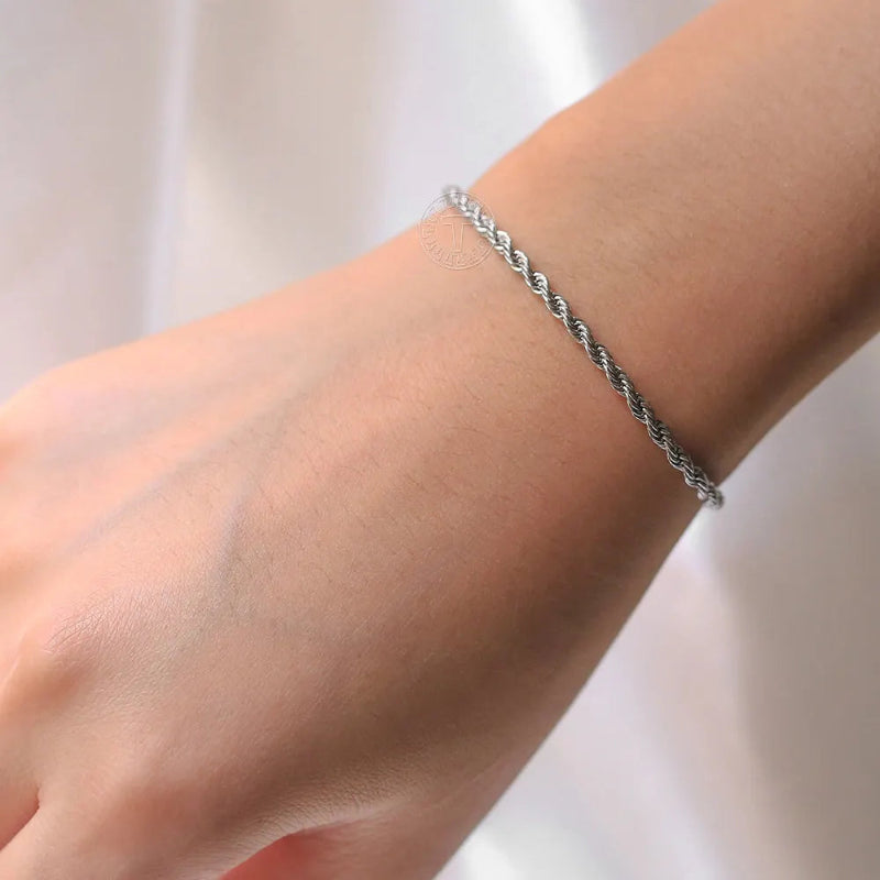 Gold and Silver Rope Chain Necklace - Classic Twisted Link Chain (2mm–5mm) for Timeless Elegance