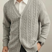 Men's Cable Knit V-Neck Cardigan Sweater Casual Winter Knitwear Outwear