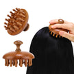 Wooden Body Massage Brush with 28 and 33 Rounded Comb Teeth, Finger Grip Handle & Hand Strap