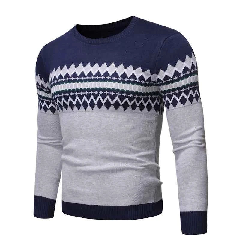 Autumn Winter O-Neck Knit Pullovers Men Fashion Casual Knitted Sweater Slim Fit Knitting Mens Striped Pullover Sweaters Knitwear