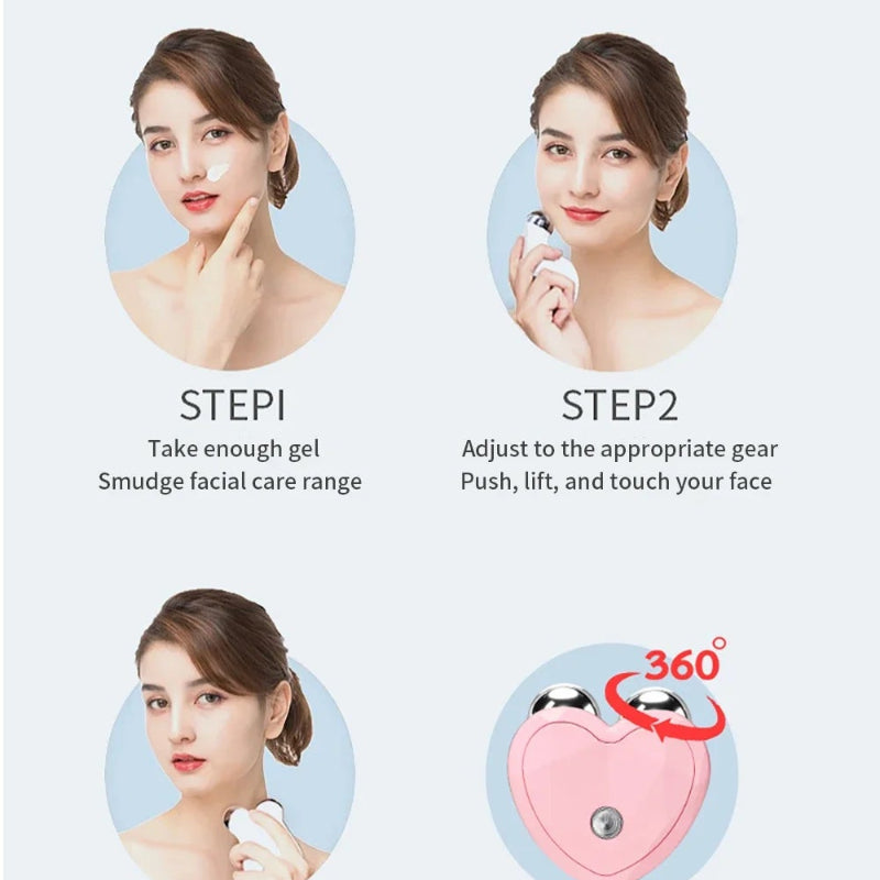 KEMOKO Micro Current Beauty Device Mini Facial Lifting Roller EMS Massager Skin Care Tool