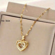Gold Heart Necklace with Diamond Accent – Elegant Chain Pendant for Women